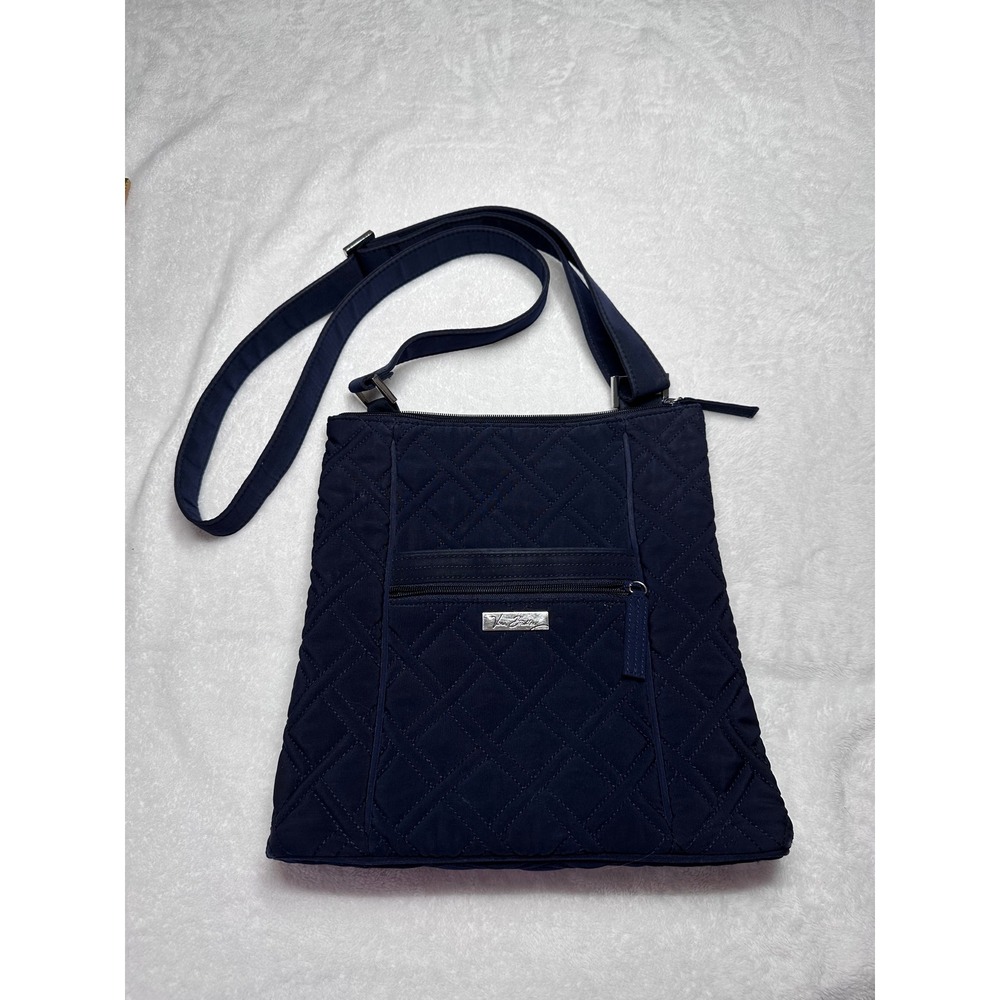 Vera Bradley Navy Blue Quilted Microfiber Hipster Crossbody Bag Adjustable Strap